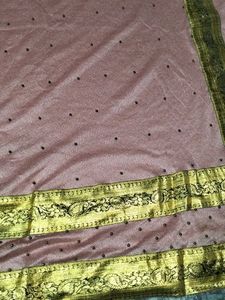 Elegant Pink &amp; Gold Saree