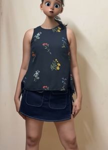 Black Floral Sleeveless Top