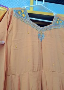 mustard orange Anarkali Suit Set
