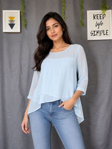 Light Blue Sheer Layered Top