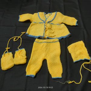 Yellow Beautiful Woolen Girls Dress