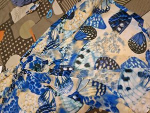 Blue Butterfly Print Dress wrap design