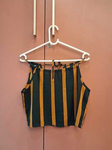 Green and Yellow Striped crop top