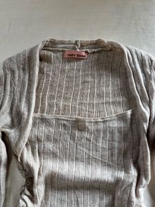 Ribbed Square Neck Long Sleeve Top