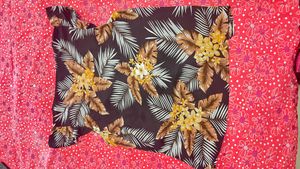 Tropical Print Lace Trim Top