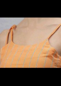 Vibrant Orange Striped pure cotton Kurta sets