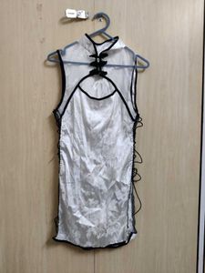 Elegant White & Black Cheongsam Top