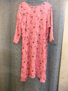 Pink floral cotton feeding kurthi