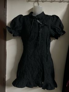 Chic Black Textured Mini Dress