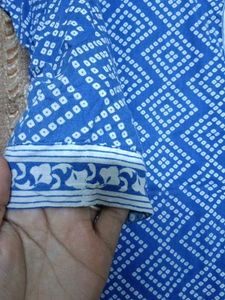 Blue &amp; White Bandhani Print Kurta
