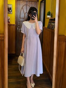 Sweet Lilac Broderie Collar Dress