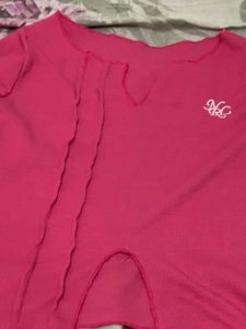 Hot Pink Ribbed Long Sleeve Top