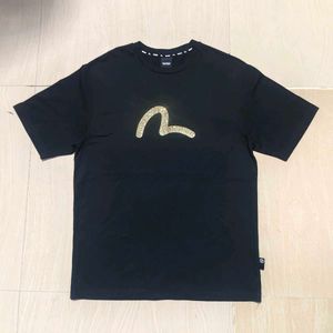 Evisu Black T-Shirt with Gold Logo