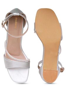 Elegant Silver Heeled Sandals