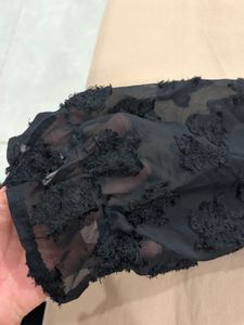 Black Textured Collar Top