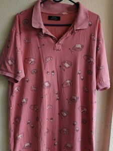 Men's Pink Graphic Polo Shirt