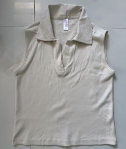 Sleeveless Collared Ribbed Knit Top