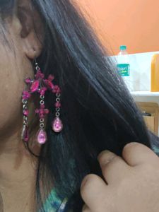 Pink Danglers Earrings