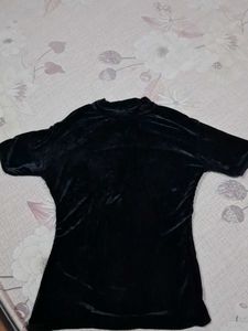 Black Velvet Mock Neck Top