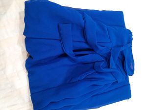 Blue Palazzo Pants with Tie Waist