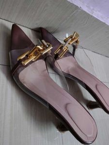 Chic Chain Detail Clear Heels