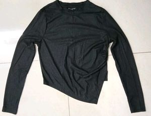 Stylish Asymmetrical Black Long Sleeve Top