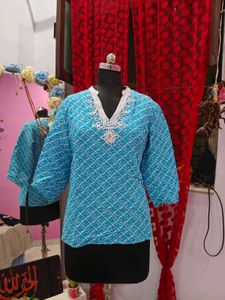 Blue Geometric Print Kurta