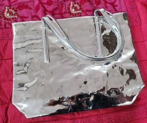 Shiny Silver Tote Bag