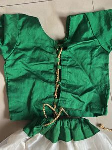 Girls Green &amp; White Lehenga Choli