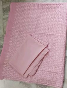 Pink Cotton Chikankari 2piece Dress Material