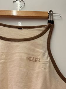 ❗️Cream &amp; Brown Trim Crop Tank Top❗️
