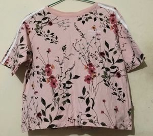 Pink Floral Adidas T-Shirt