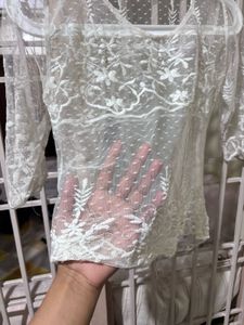 Embroidered Mesh Top