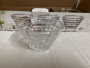 🆕3 pc High Quality Big Heavy Glassware Bowls Set