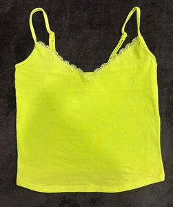 Lime Green Lace Trim Cami Top