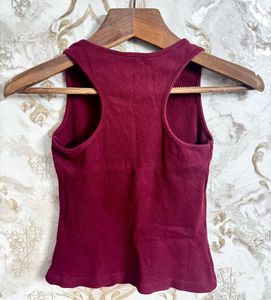 Maroon Ribbed Tank Top