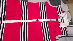 Pink Striped Button-Up Kurti