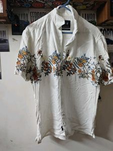 Men's White Floral Short Sleeve Shirt