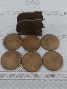 Wooden Coaster Set with Elephant Holder