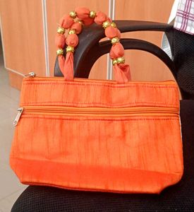 hand made Embroidered Clutch Bag with Beaded Handl