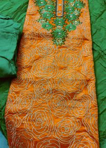 Shahi joda:Royal orange suit+green bottom+pure chi