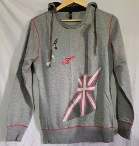Grey Graphic Long Sleeve Top