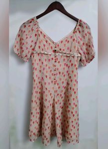 Sheer Pink &amp; Orange Print Mini Dress