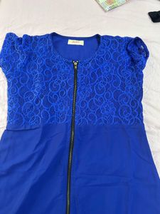 LIBAS Blue Lace Zip Front Top