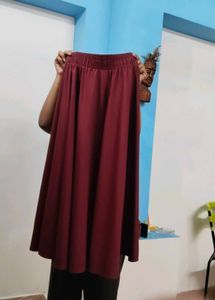 Maroon Elastic Waist Skirt