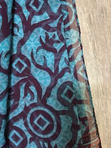 printed Teal Saree