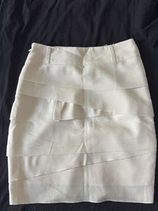 Cream Tiered Mini Skirt