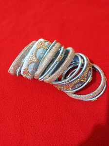 Stunning Light Blue Beaded Bangles