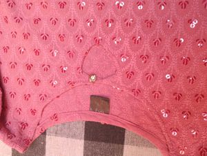 Pink Embroidered Sequined kurta