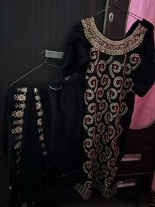 Embellished Black Kurta Set
